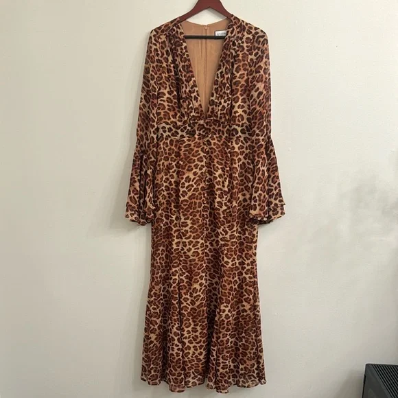 RUNAWAY THE LABEL SARI MAXI DRESS - LEOPARD PRINT sz xxl - Picture 5 of 9